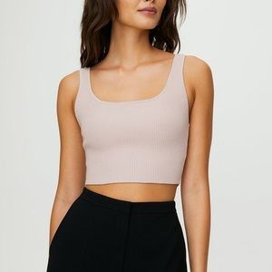 [SOLD] NWT Babaton/Aritzia Sculpt Knit Tank Cropped (Micro Chip, XXS)